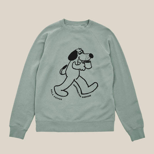 "Babyccinos For Everyone" Kids Dusty Green Jumper